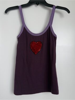 D&G Purple Knit Tank Top with Sequined Heart